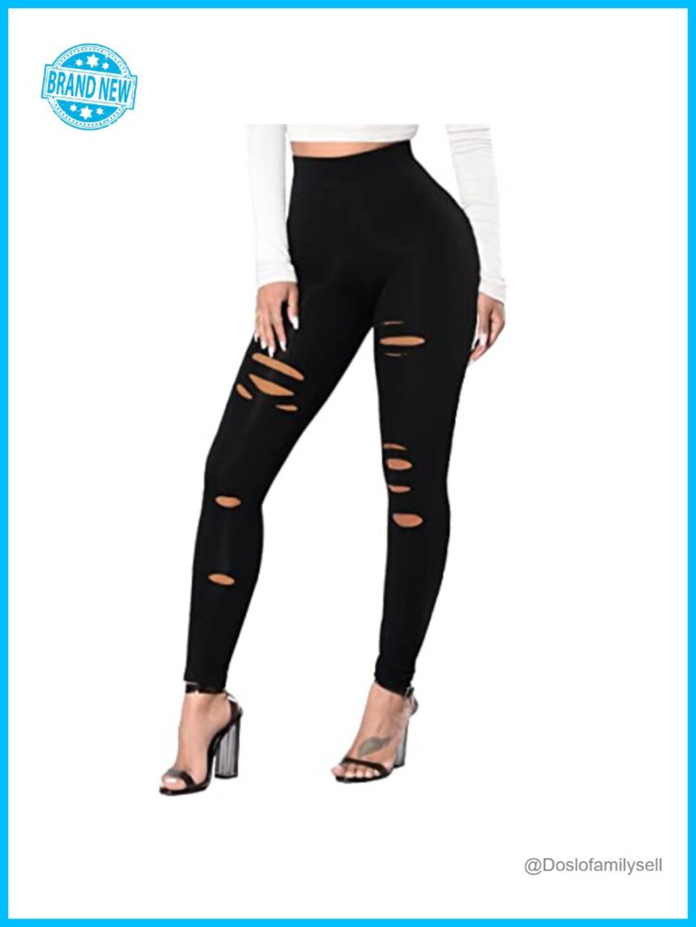 High Waisted Tummy Control Ripped Workout Leggings with Pockets